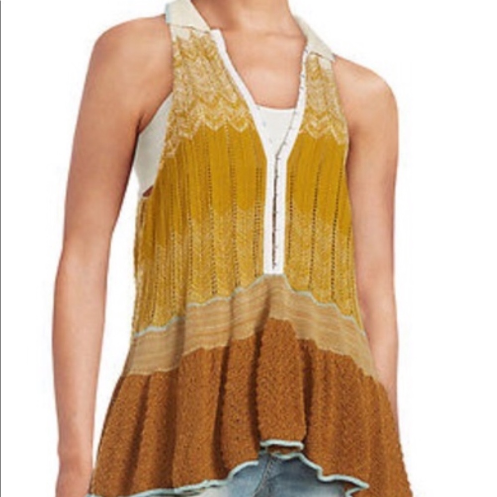 Free People Peplum High-Low Vintage Retro Tank